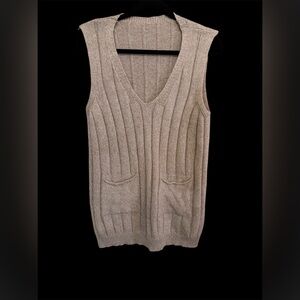 Sleeveless Longer Length Knit Sweater Vest.